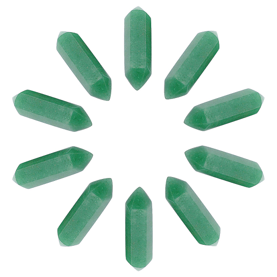 10шт. ограненные натуральные зеленые лечебные камни авантюрин, палочка для медитативной терапии, уравновешивающая энергию рейки, точки с двойным завершением, для проволоки, свернутой подвесками решений, нет отверстий / незавершенного