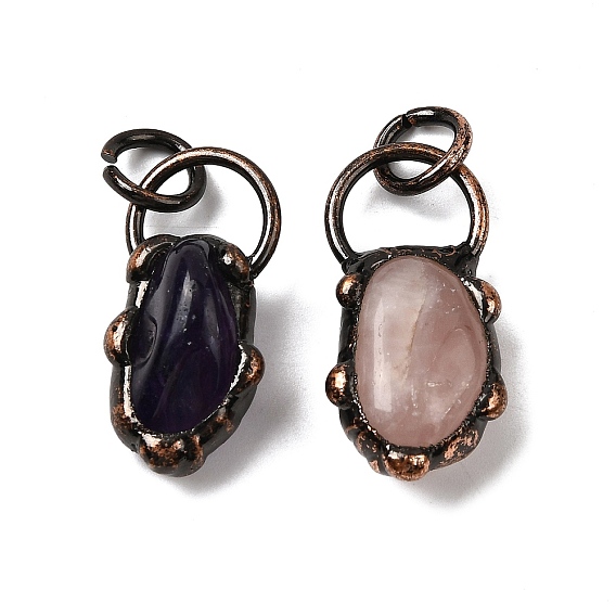 Природных драгоценных камней подвески, подвески-самородки с латунной фурнитурой, без кадмия и без свинца, Красная медь