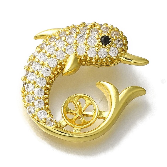 Покрытие стойки латунь микро-паве прозрачный кубический цирконий настройки подвески, без свинца и без кадмия, долговечный, дельфин