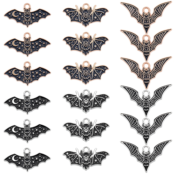 48 шт 6 стили подвески из сплава эмали, очарование летучей мыши