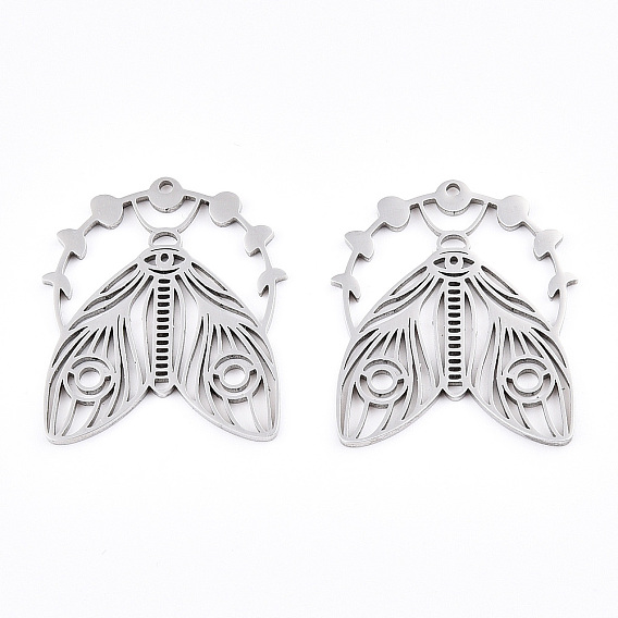 Не тускнеющие 304 подвески из нержавеющей стали, лазерная резка, фаза луны с подвеской от мотылька