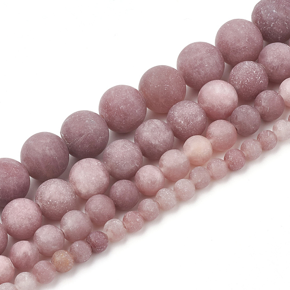 Natural Purple Aventurine Beads Strands, Frosted, Round