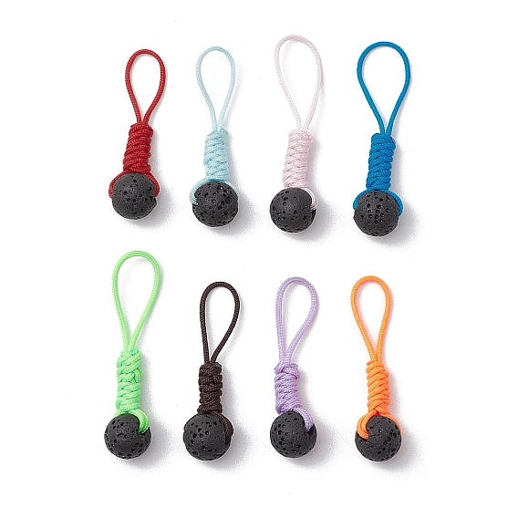8 шт 8 цвета круглые подвесные украшения из натуральной лавы, плетеные подвесные украшения из нейлоновой нити
