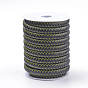 Flat Microfiber PU Leather Braided Cords, with Steel Wires and Microfiber Leather Cords inside
