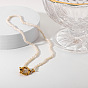 18K Gold Plated Pearl Necklace with Spring Clasp for Women