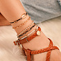 Boho Shell Beaded Anklet Set - 5 Layers of Unique European Style Foot Jewelry
