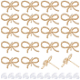 20Pcs Brass Stud Earrings Findings, with Loops, Nickel Free, Bowknot