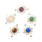 Natural Mixed Gemstone Connector Charms, Sun Links, with Real 14K Gold Plated Brass Findings