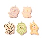 Opaque Resin Pendants, Platinum Tone Iron Loop, Imitation Biscuits, Animal