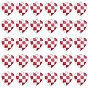 30Pcs Alloy Enamel Pendants, Heart with Tartan Pattern Charms, Platinum