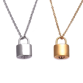 Stainless Steel Padlock Urn Ashes Pendant Necklace, Memorial Jewelry for Men Women