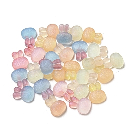 Luminous Transparent Resin Decoden Cabochons, Glow in the Dark Rabbit with Glitter Powder