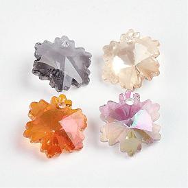 Faceted K9 Glass Charms, Imitation Austrian Crystal, Snowflake