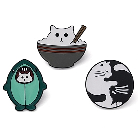 Cartoon Cat Enamel Pins, Black Alloy Badge for Backpack Clothes
