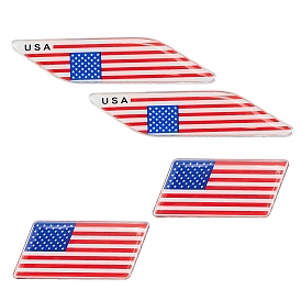 Zinc Alloy High-temperature Baking Car Stickers, DIY Car Decorations, Flag of the United States Pattern, Parallelogram