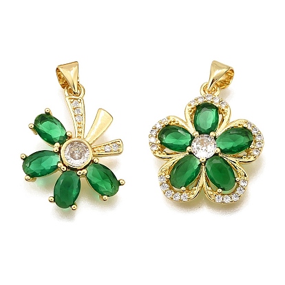 Стеклянные подвески, с реечной обшивкой из латуни микропаве с фурнитурой из фианита, цветок, без кадмия и без свинца, долговечный, реальный 18 k позолоченный