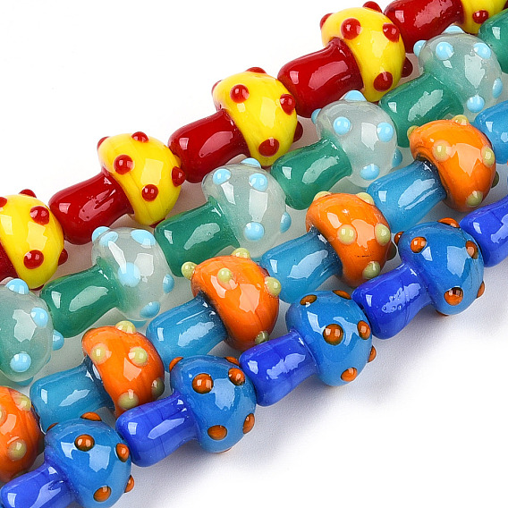 Бусы лэмпворк ручной работы, гриб