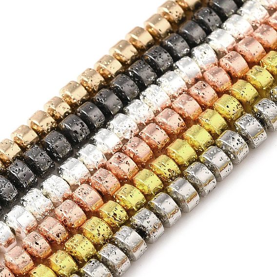 Гальванические бусины из натуральной лавы, диск, Heishi бусы