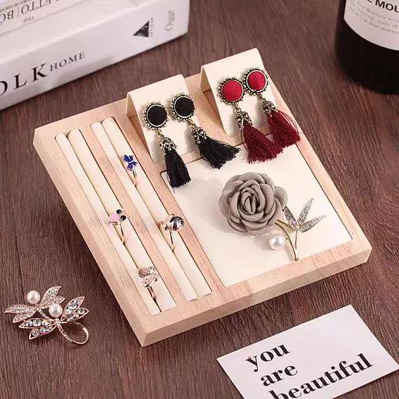 Твердая древесина с показом ювелирных украшений в виде колец, лоток для сережек