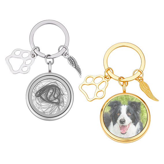 2шт. брелок-медальон из сплава, литыми кольцами, отпечаток лапы