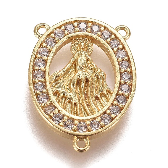 Латунные микропаве из прозрачного кубического циркония, овальные с рисунками " virgin mary"