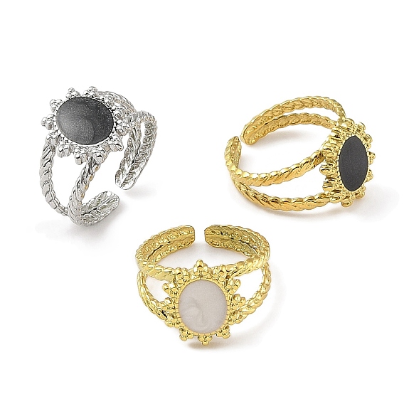 304 эмалированные открытые манжеты из нержавеющей стали для женщин, ионное покрытие (ip), овальные