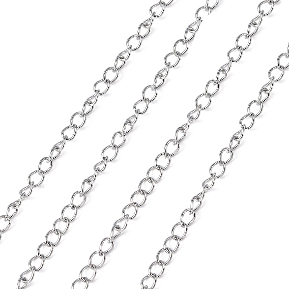 304 Stainless Steel Curb Chains, Twisted Chains, with Spool, Soldered