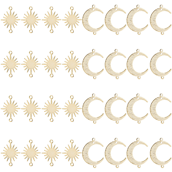 32 шт. 2 стили латунные соединители, долговечный, Вс & луна
