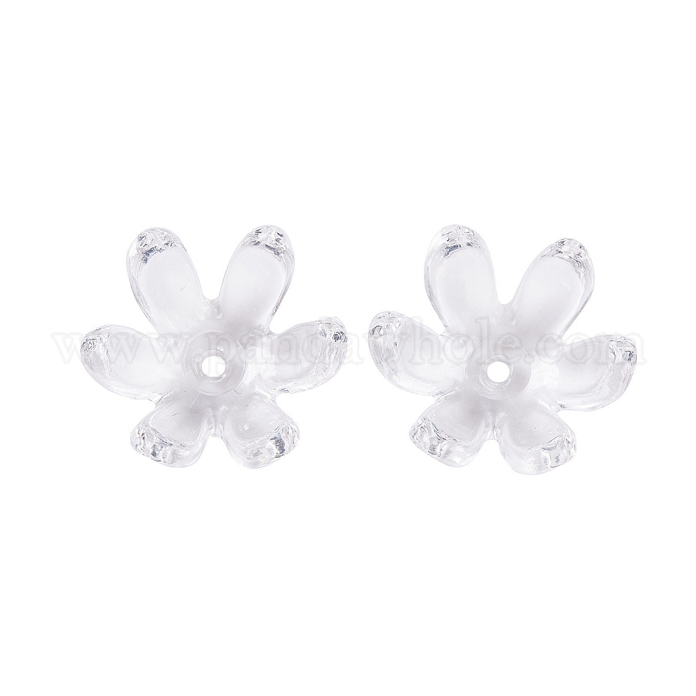 Transparentes bouchons acrylique de perles, Flower 6 pétales