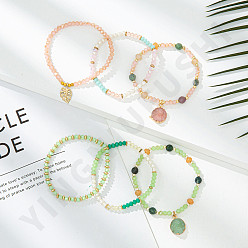 Bracelet de perles de cristal vert à la mode-bracelet de style forêt simple et naturel pour les filles.