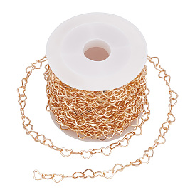 5м латунных звеньев цепи, сердце, пайки, с катушкой