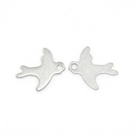 Trendy 304 Stainless Steel Bird Necklace Pendants, 12x11x0.8mm, Hole: 1mm