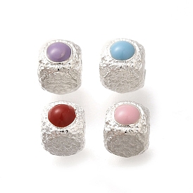 925 бусины из стерлингового серебра с эмалью, серебристый цвет патед, кубические