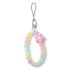 Corde de nylon, fermoirs alliage pivotantes, avec perles transparentes en acrylique et en silicone, fleur