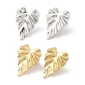 304 Stainless Steel Stud Earrings, Leaf