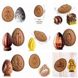 Easter Themed Food Grade Fondant Silicone Molds, For DIY Cake Decoration, Chocolate, Candy, Chocolate Color, Easter Egg