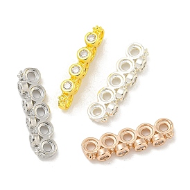 Brass Clear Cubic Zirconia Spacer Bars, Long-Lasting Plated, Lead Free & Cadmium Free, Long-Lasting Plated