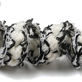 Ribete de encaje de crochet de poliéster de dos tonos, Adorno decorativo tejido para ropa, vestido de novia., negro