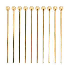 Brass Ball Head Pins, Long-Lasting Plated, Real 18K Gold Plated