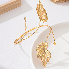 Adjustable Alloy Leaf Upper Arm Cuff Bangles for Women
