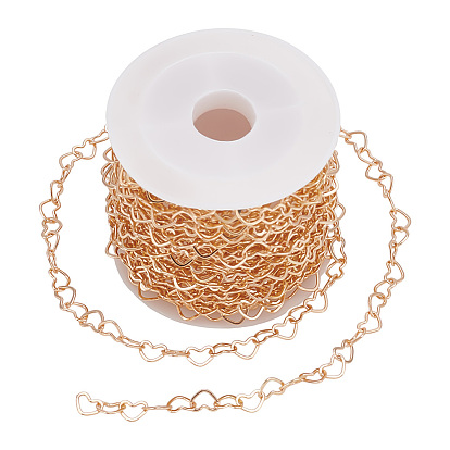 5м латунных звеньев цепи, сердце, пайки, с катушкой