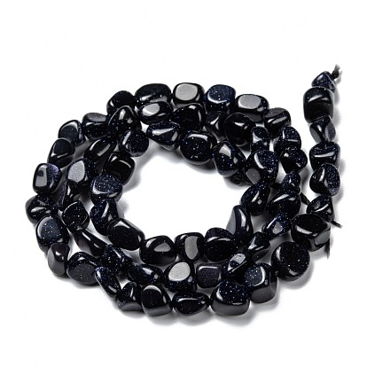 Synthetic Blue Goldstone Beads Strands, Nuggets, Tumbled Stone