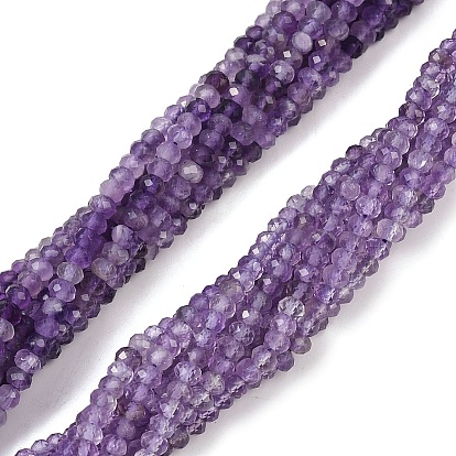 Природный аметист нитей бисера, граненые, рондель