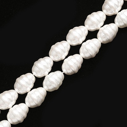 Shell Pearl Beads Strands, Polished, Oval