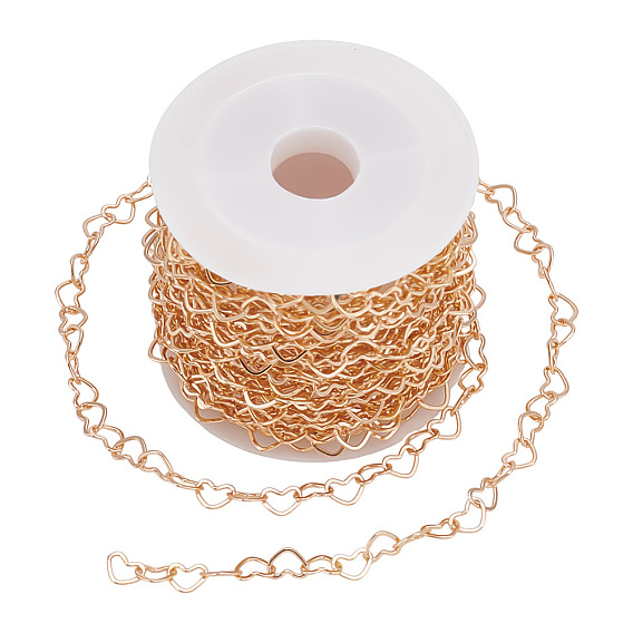 5м латунных звеньев цепи, сердце, пайки, с катушкой