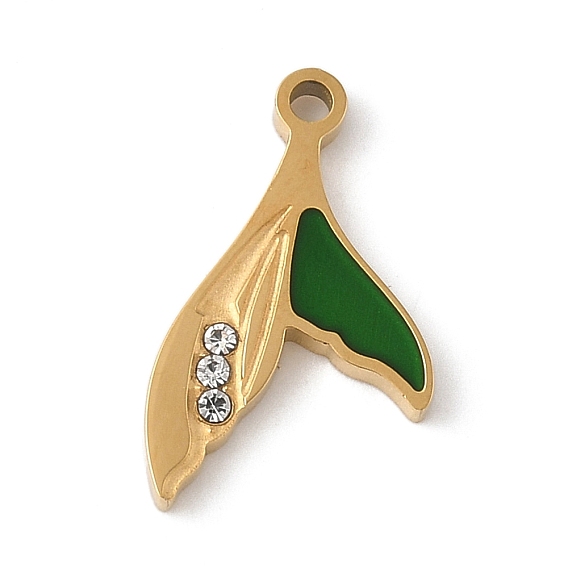 304 нержавеющей стальной эмали подвески, рыбий хвост, со стразами