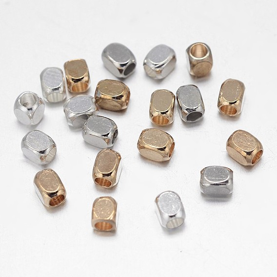 Параллелепипед латунь разделительные бусины, 2x4x2 мм, отверстие : 1 мм