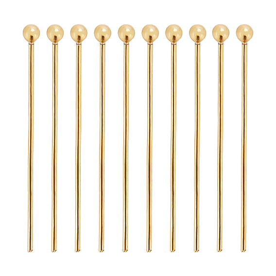 Brass Ball Head Pins, Long-Lasting Plated, Real 18K Gold Plated