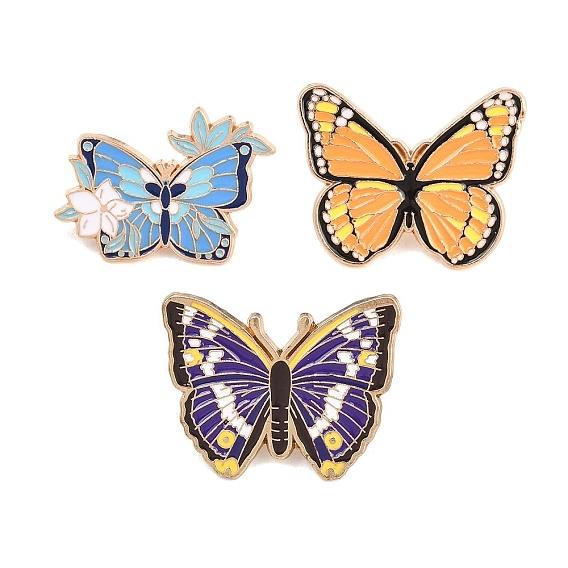 Застежки для значков в виде бабочек из сплава с эмалью, золотые