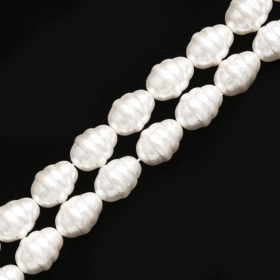 Shell Pearl Beads Strands, Polished, Oval